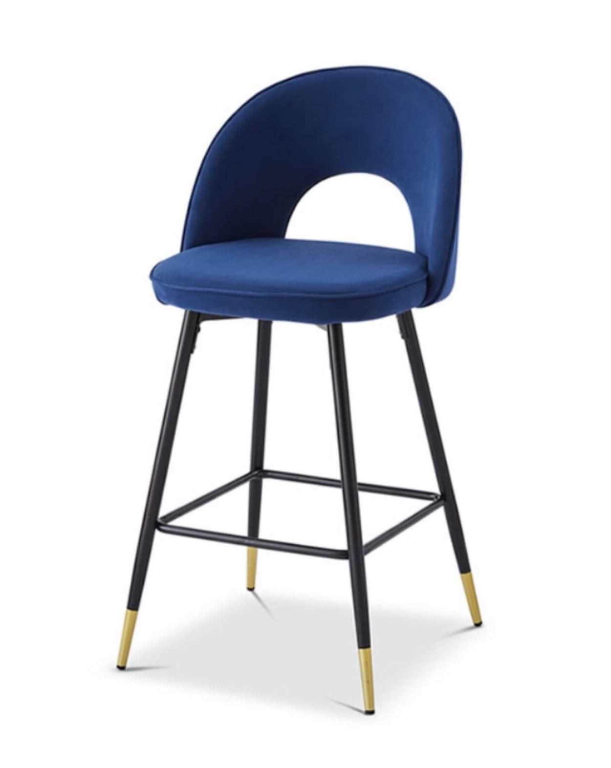 Blue Matte Velvet Barstool