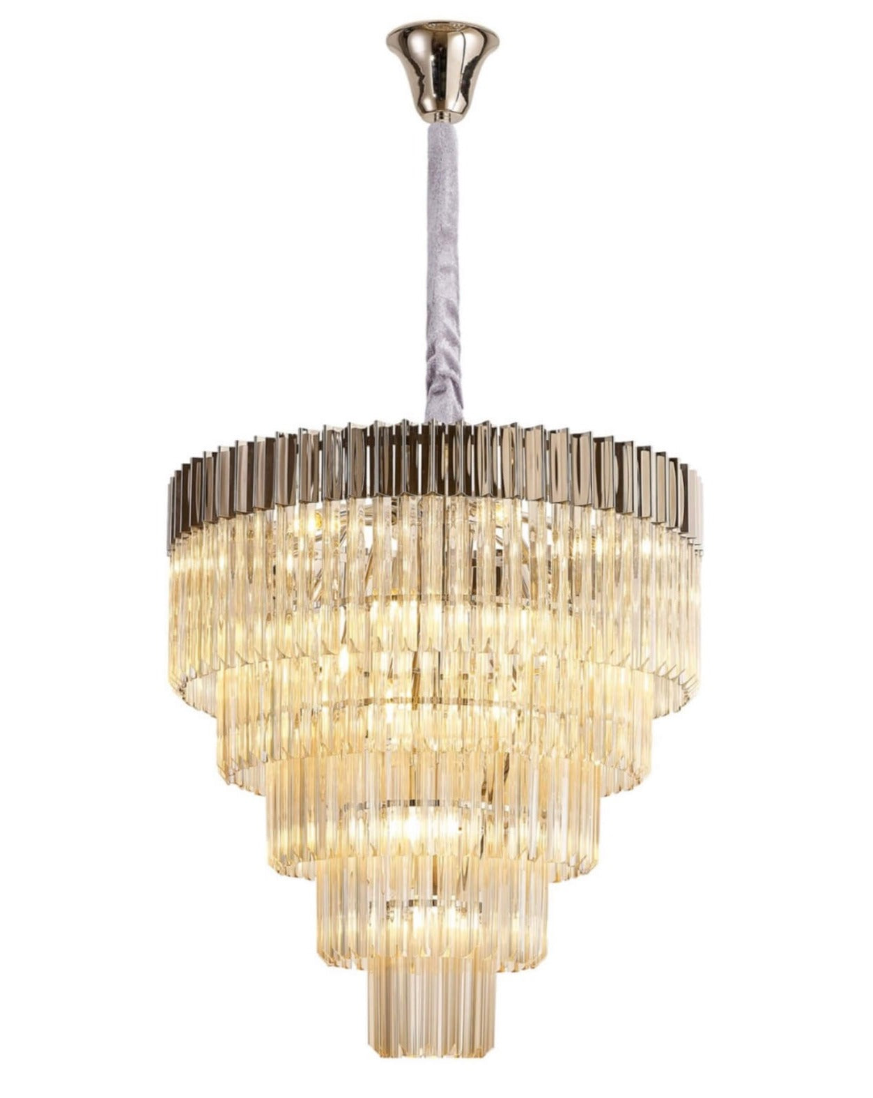 Chelsea Sculpted Glass Nickel Drop Chandelier