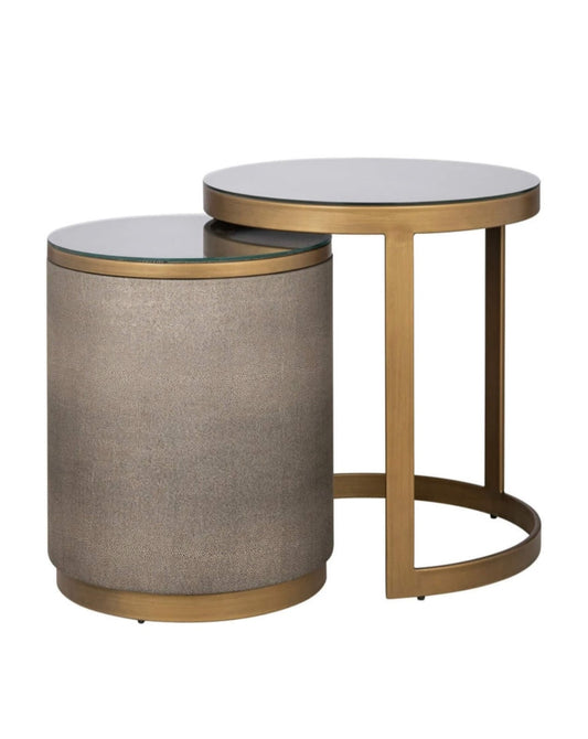 Textured Brass Trim Side Table