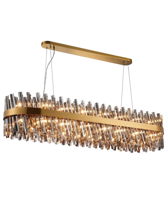 Bond Street Brass Smoke Rectangular Chandelier