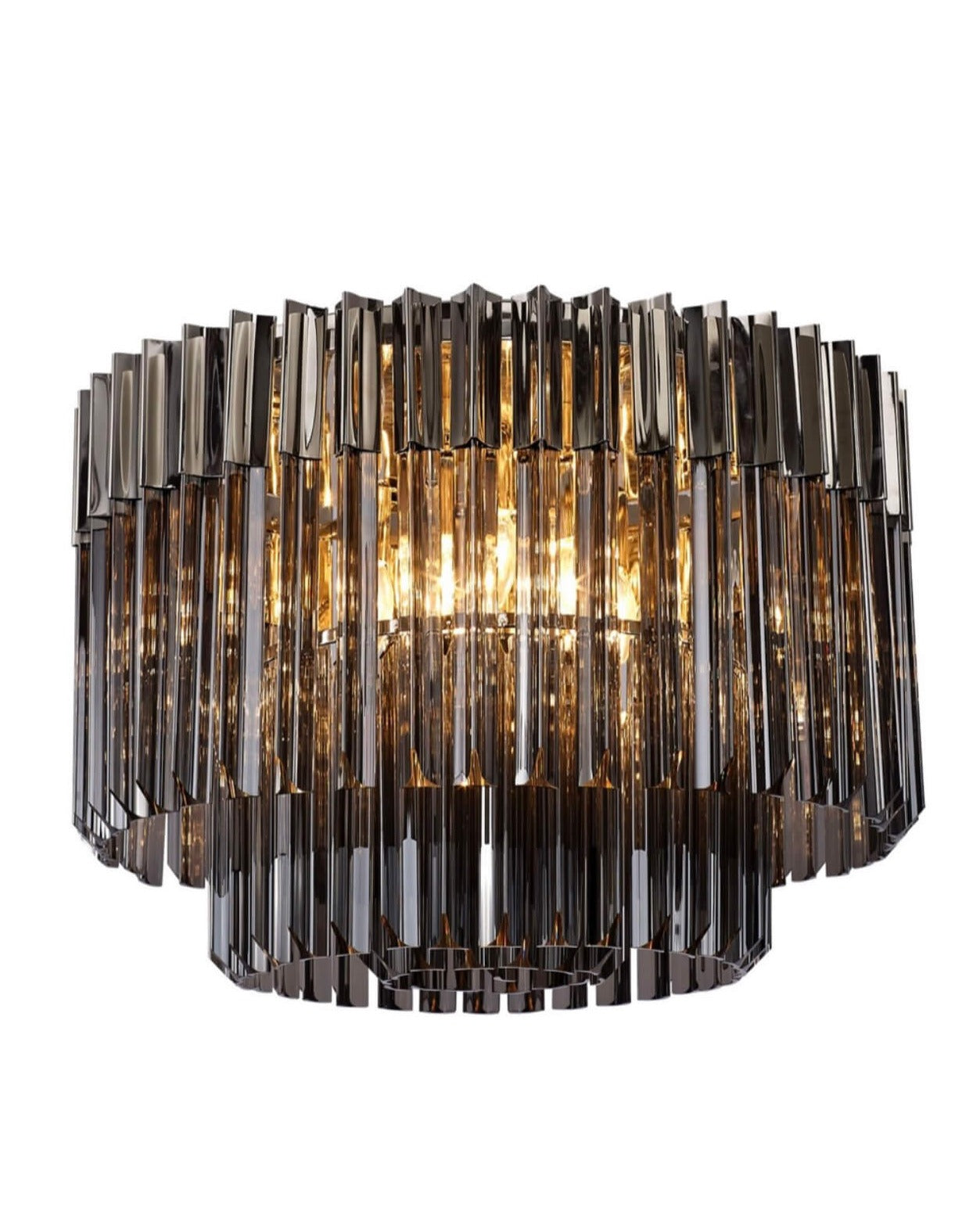 Chelsea Sculpted Glass Nickel Smoke 60cm Chandelier