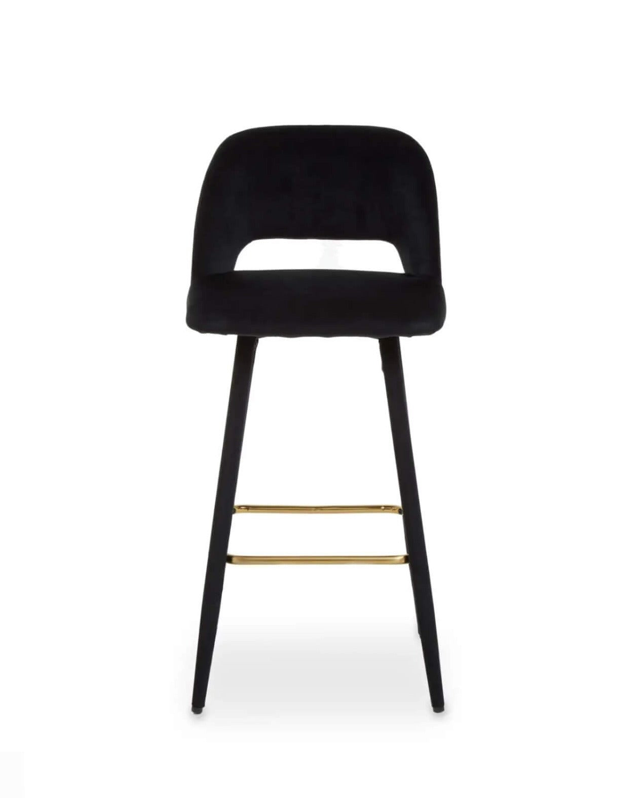 Chic Black Velvet Barstool