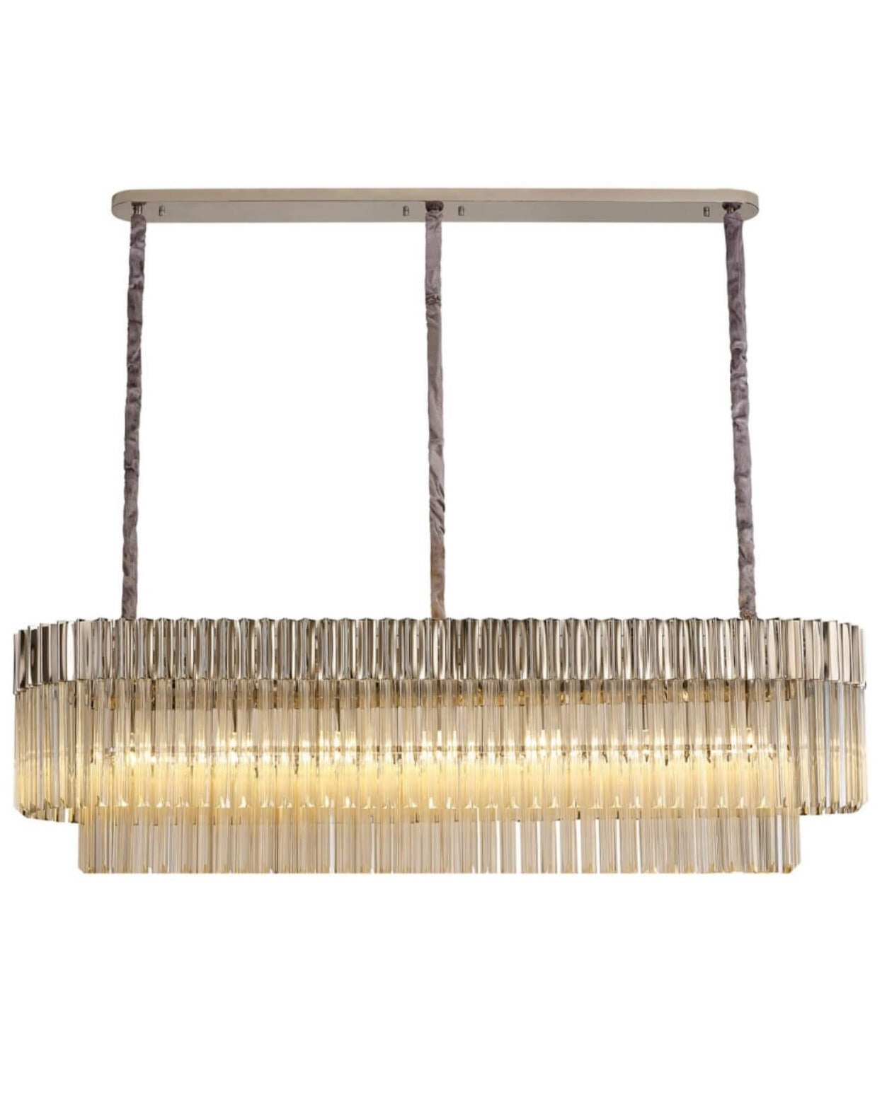 Chelsea Sculpted Glass Nickel Long Chandelier