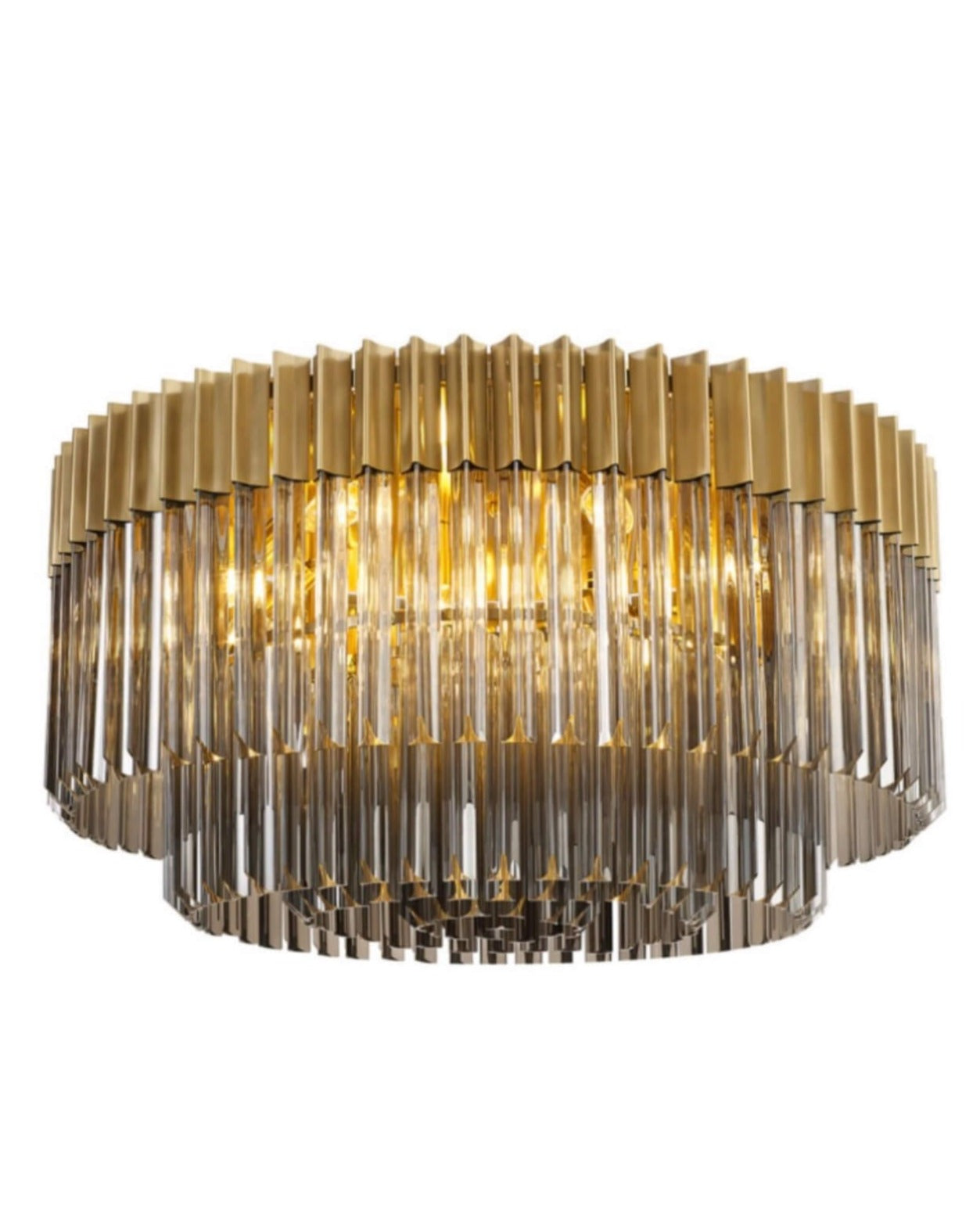 Chelsea Sculpted Glass Brass Smoke Chandelier