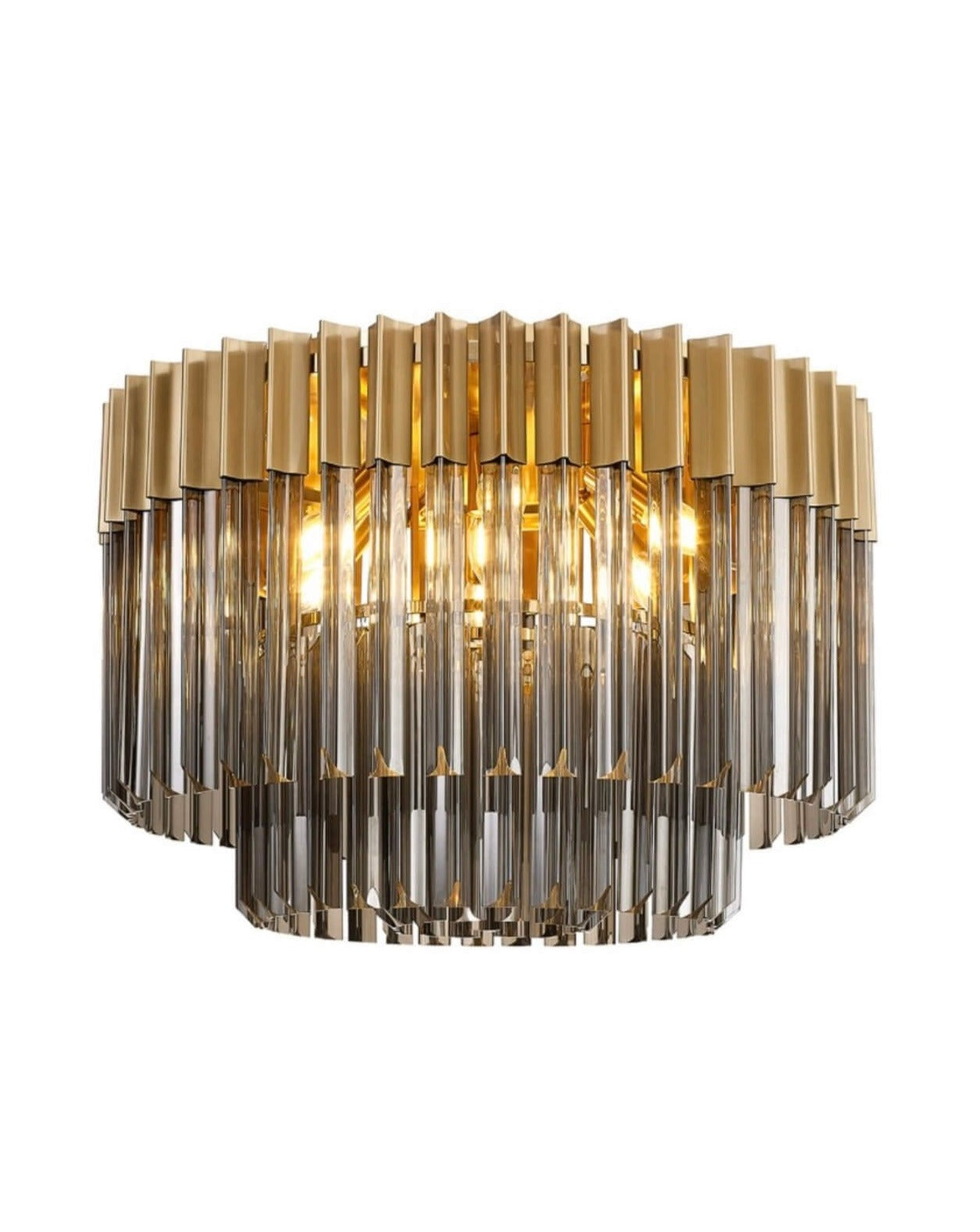 Chelsea Sculpted Glass Brass Smoked 60cm Chandelier