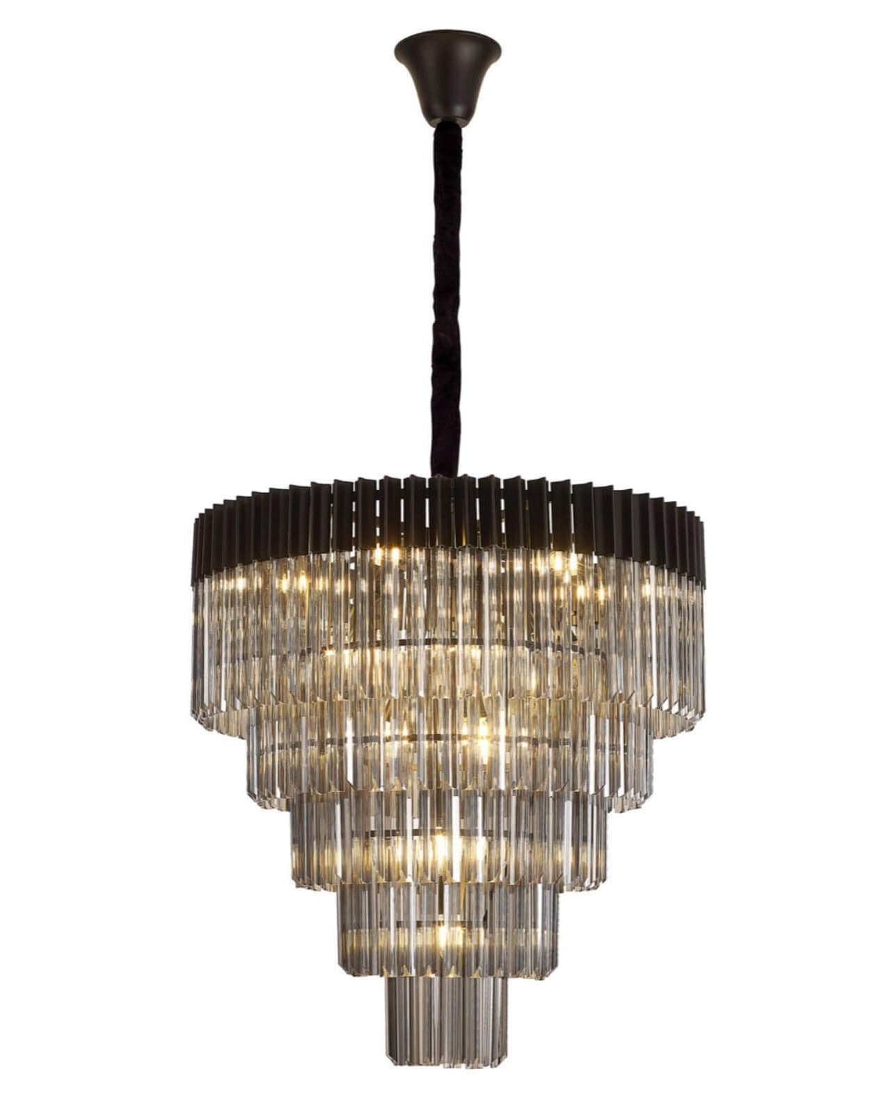 Chelsea Sculpted Glass Nickel Smoke Drop Chandelier