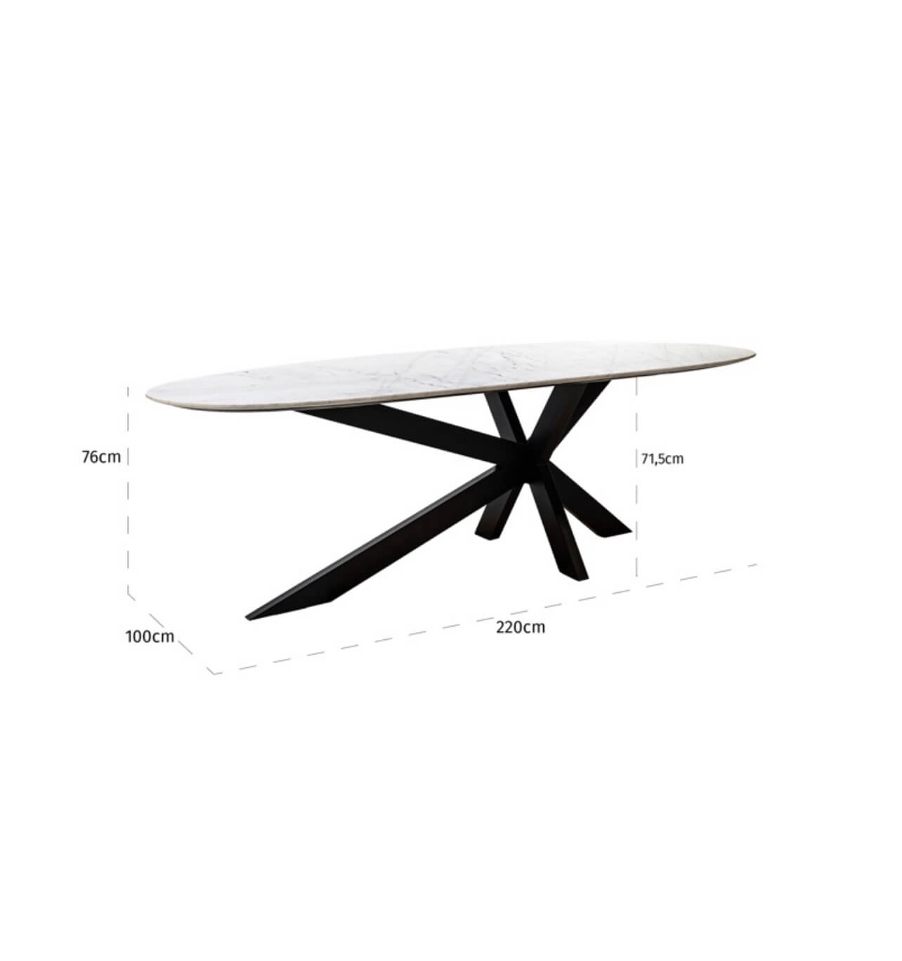 Tornado Dining Table in White Marble