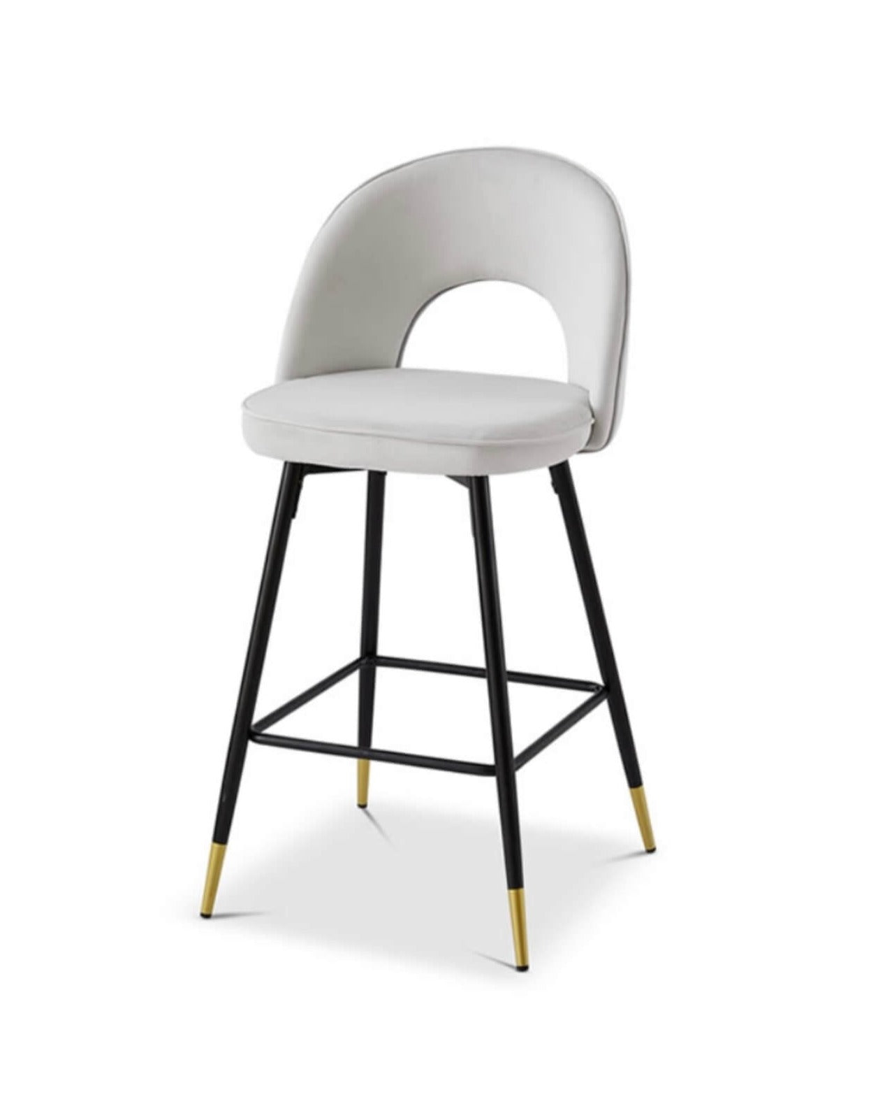 Grey Matte Velvet Barstool