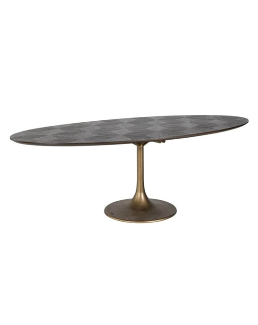 Oval Dark Brown Diamond Top Dining Table