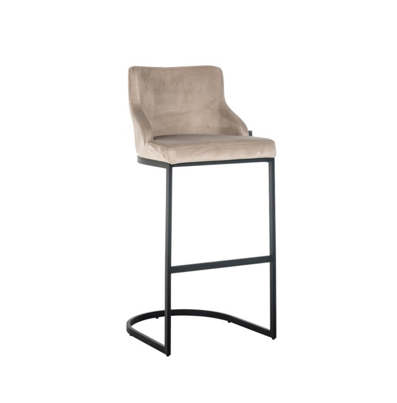 Mink Velvet Black Bar Stool