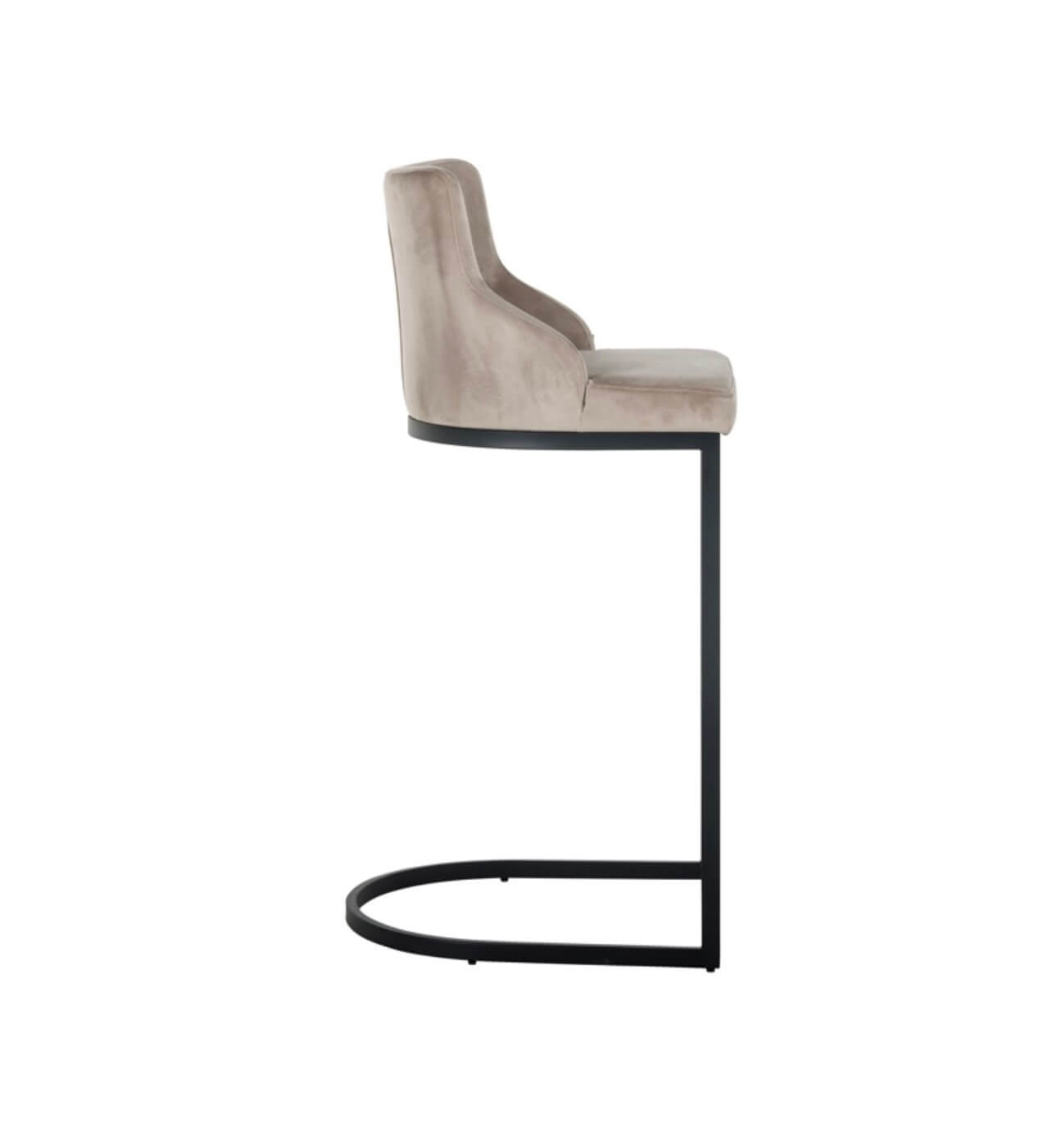 Mink Velvet Black Bar Stool