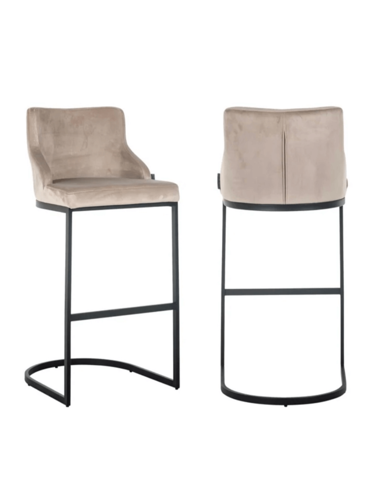 Mink Velvet Black Bar Stool