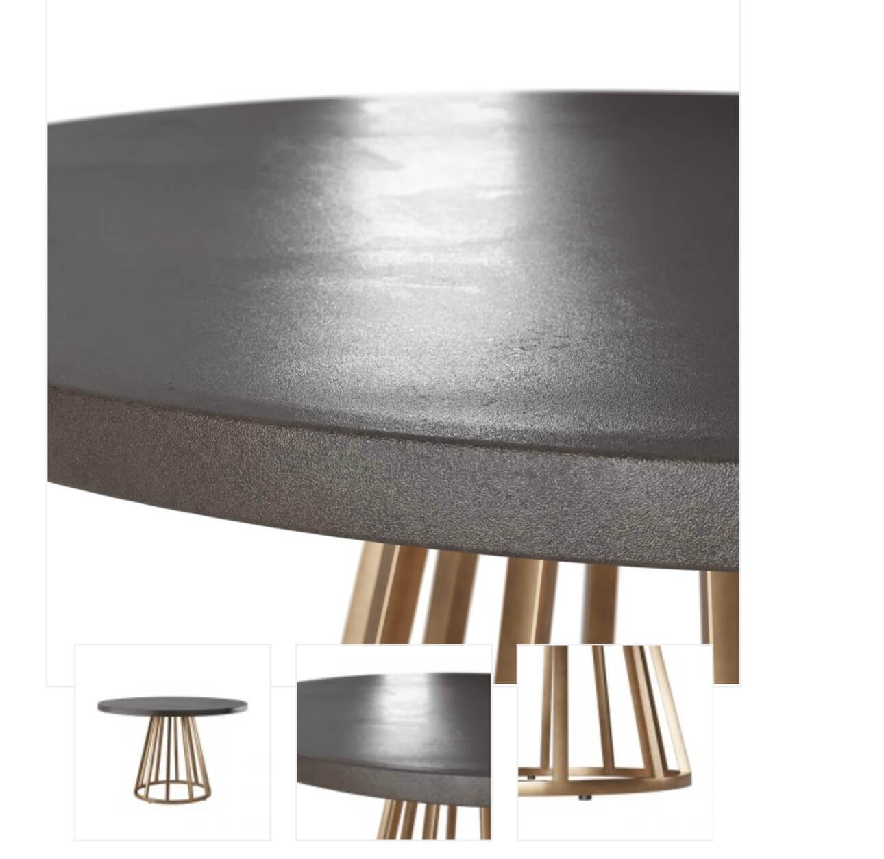 Dark Grey Concrete Top Round Dining Table