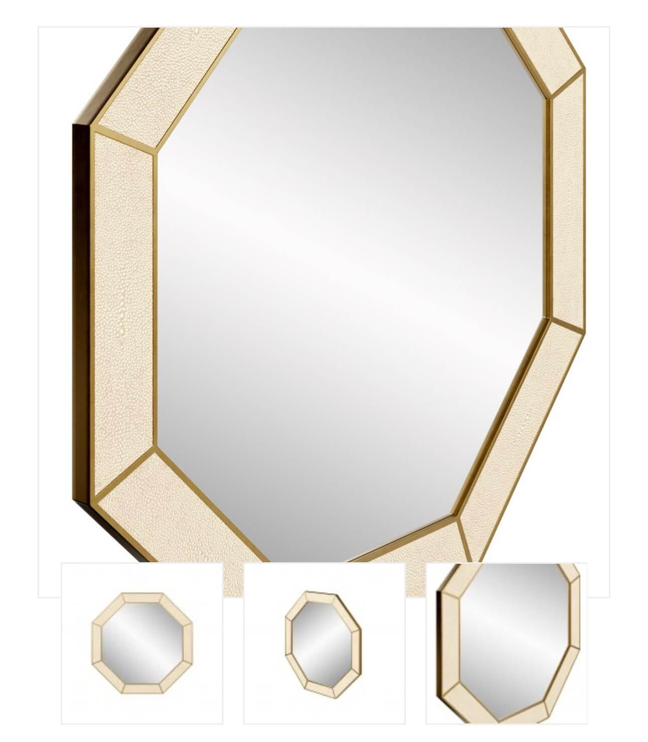 Ivory Brass Shagreen Mirror