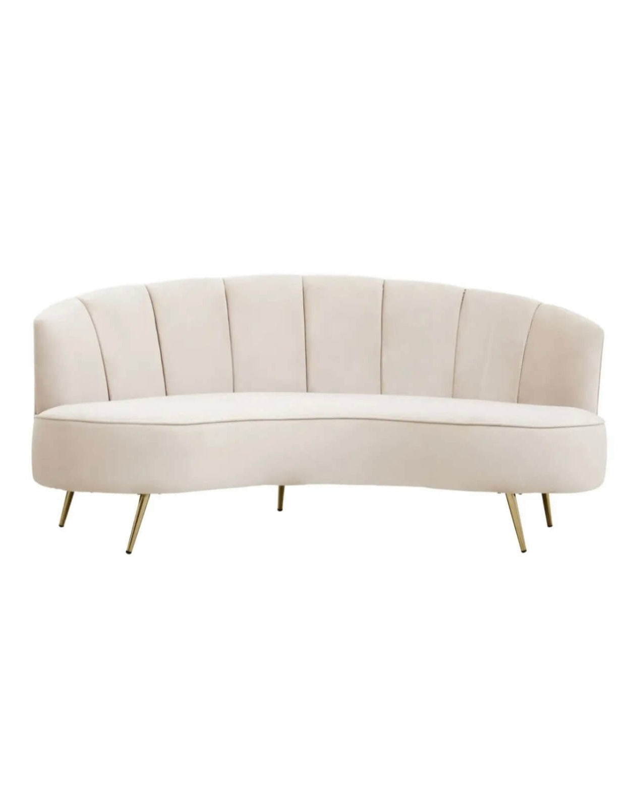 Curved Beige Velvet Sofa