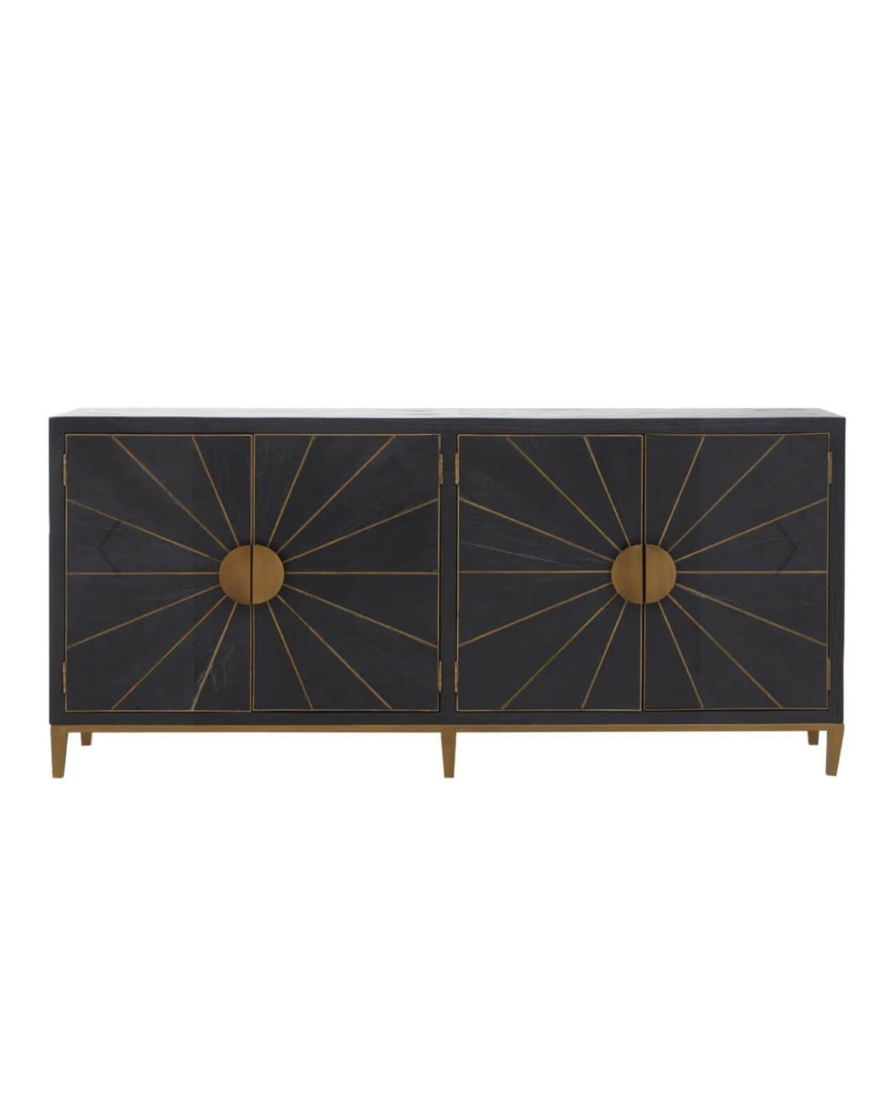 Wooden Textured Brass Trim Sideboard