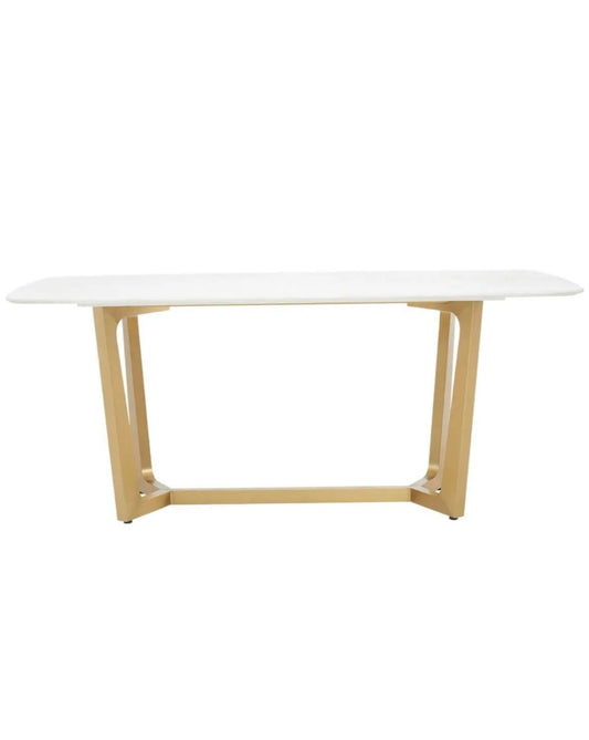 White Marble Brushed Gold Dining Table