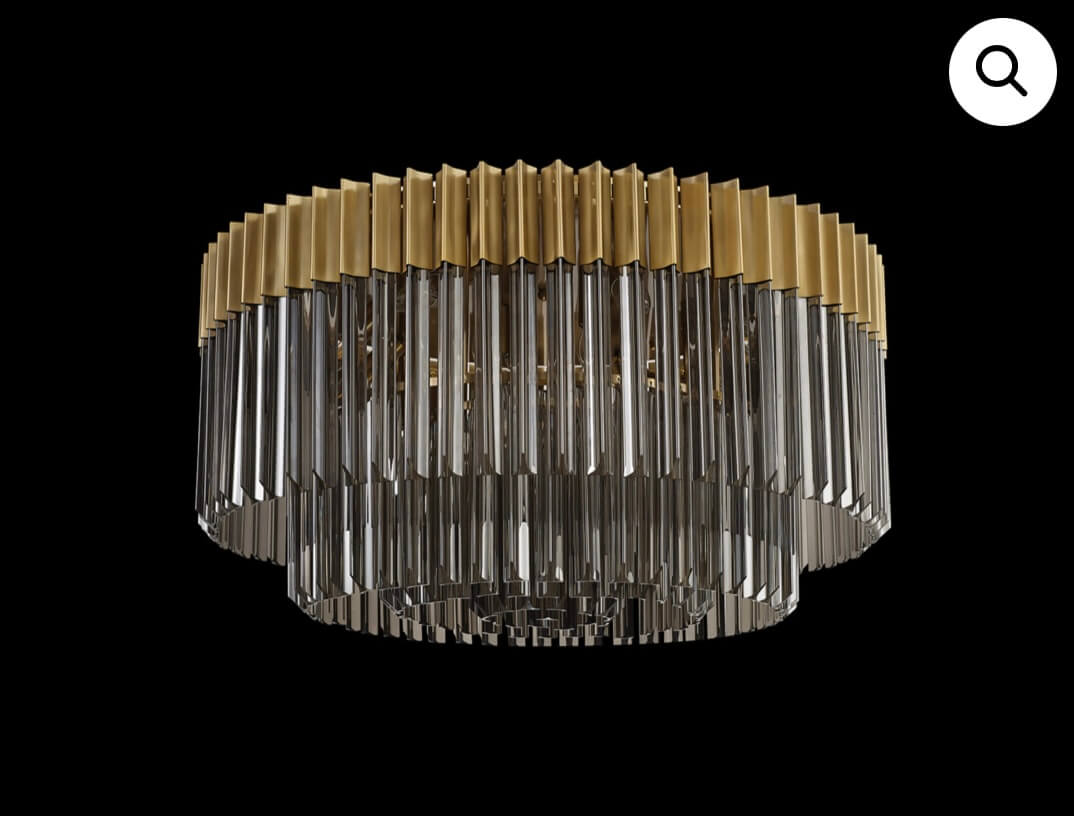 Chelsea Sculpted Glass Brass Smoke Chandelier