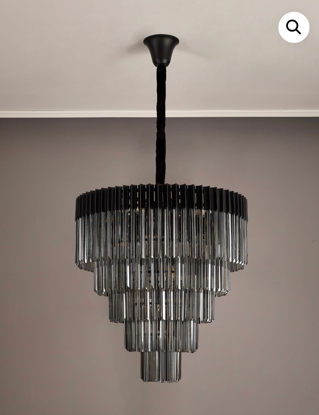 Chelsea Sculpted Glass Nickel Smoke Drop Chandelier