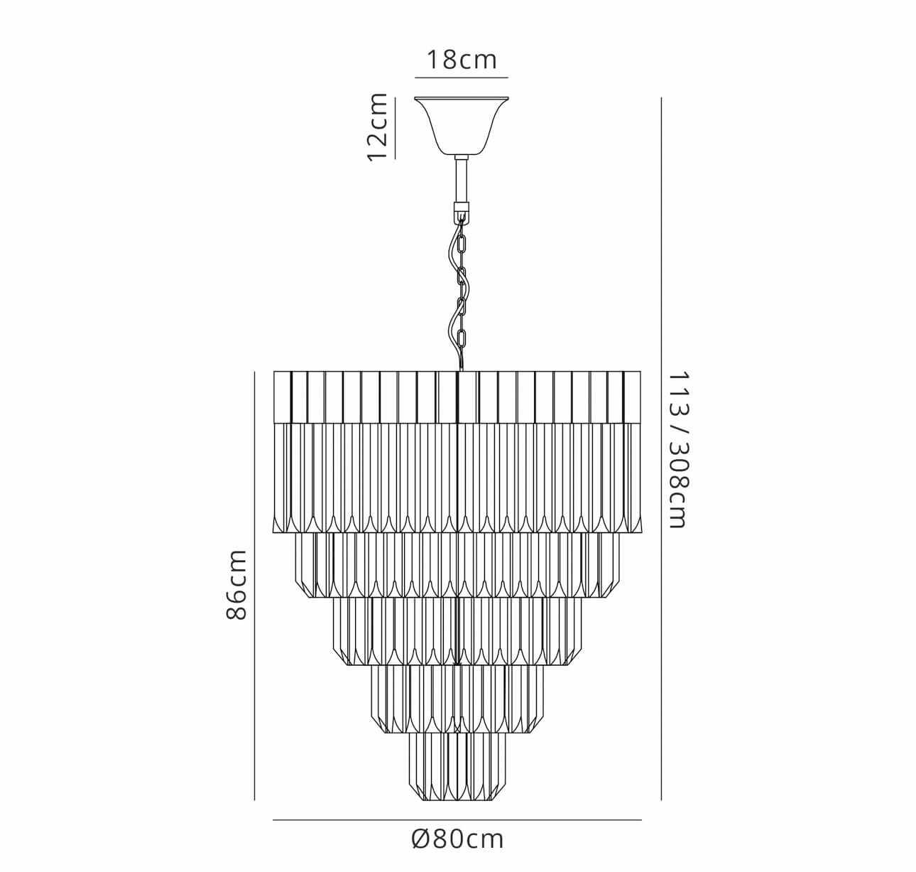 Chelsea Sculpted Glass Nickel Drop Chandelier