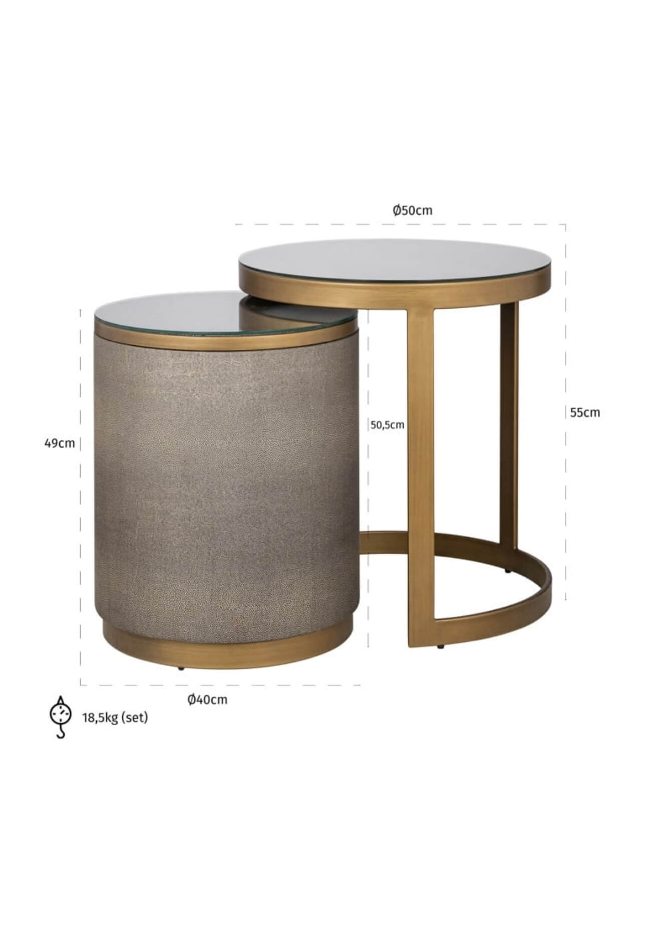 Textured Brass Trim Side Table