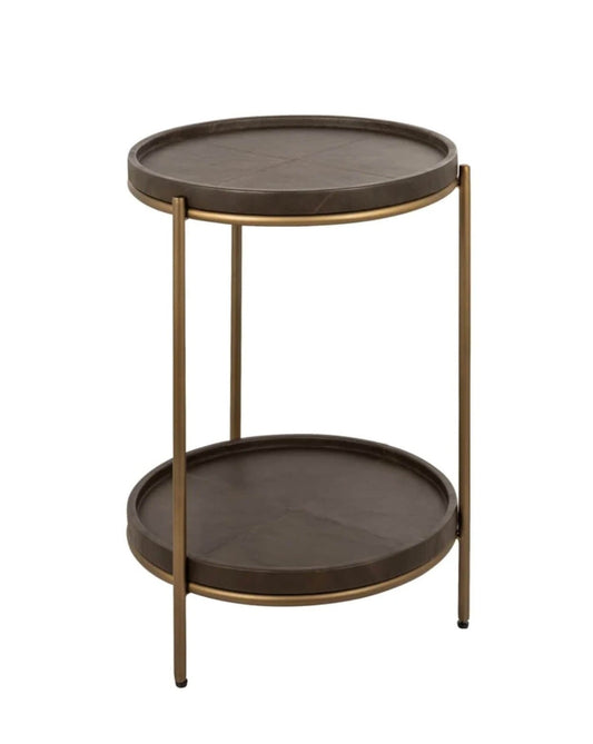 Luxe Brown Brass Side Table