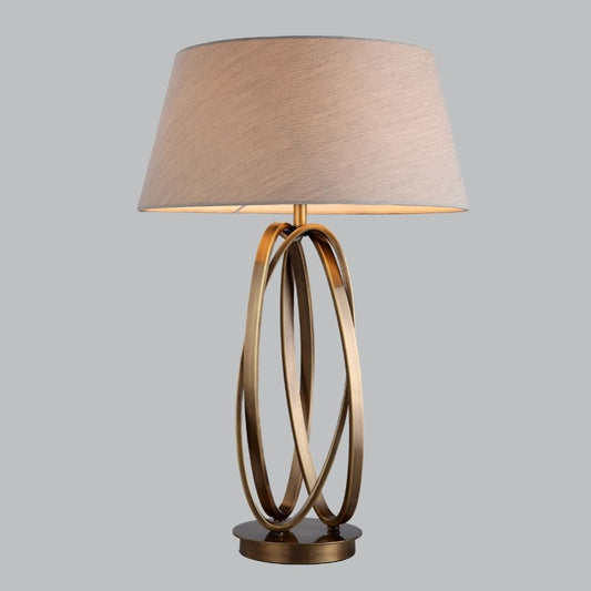 Taupe Antique Brass Table Lamp