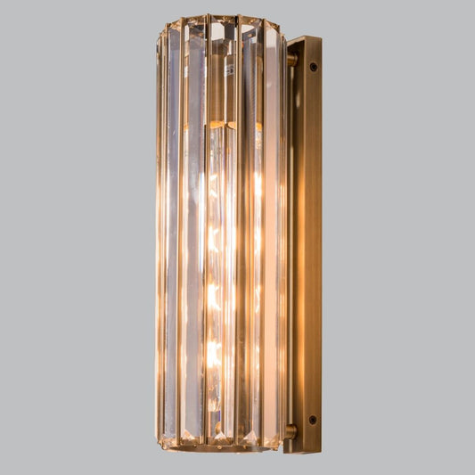 Crystal and Antique Brass Wall Lamp